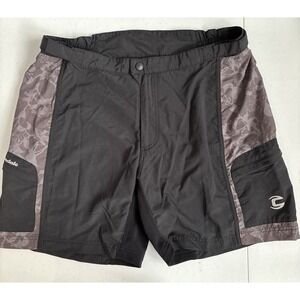 Cannondale Men's Large Black Gray Floral Adjustable Nylon Activewear Cargo Short